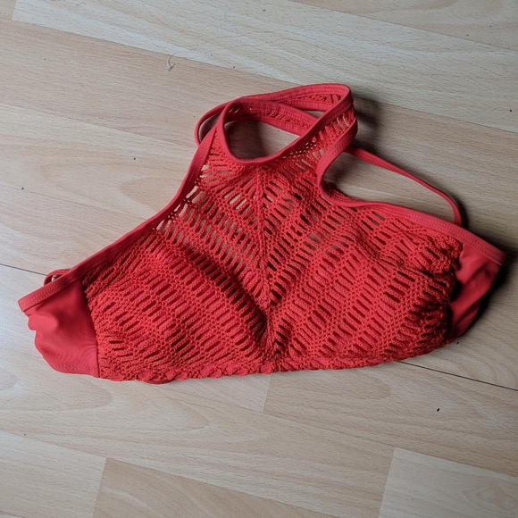 Orange mesh halter bikini top - Picture 1 of 3